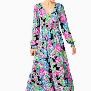 Lilly Pulitzer, Mistral Ruffle Maxi Dress (Print: "Onyx Jaguar Jungle")